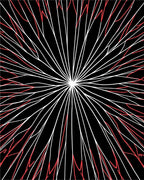 Black Red White Radial Design Rug