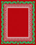 Red Green Leaf Holly Border Design Rug