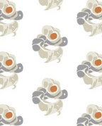 Abstract Ivory Orange Gray Pattern Rug