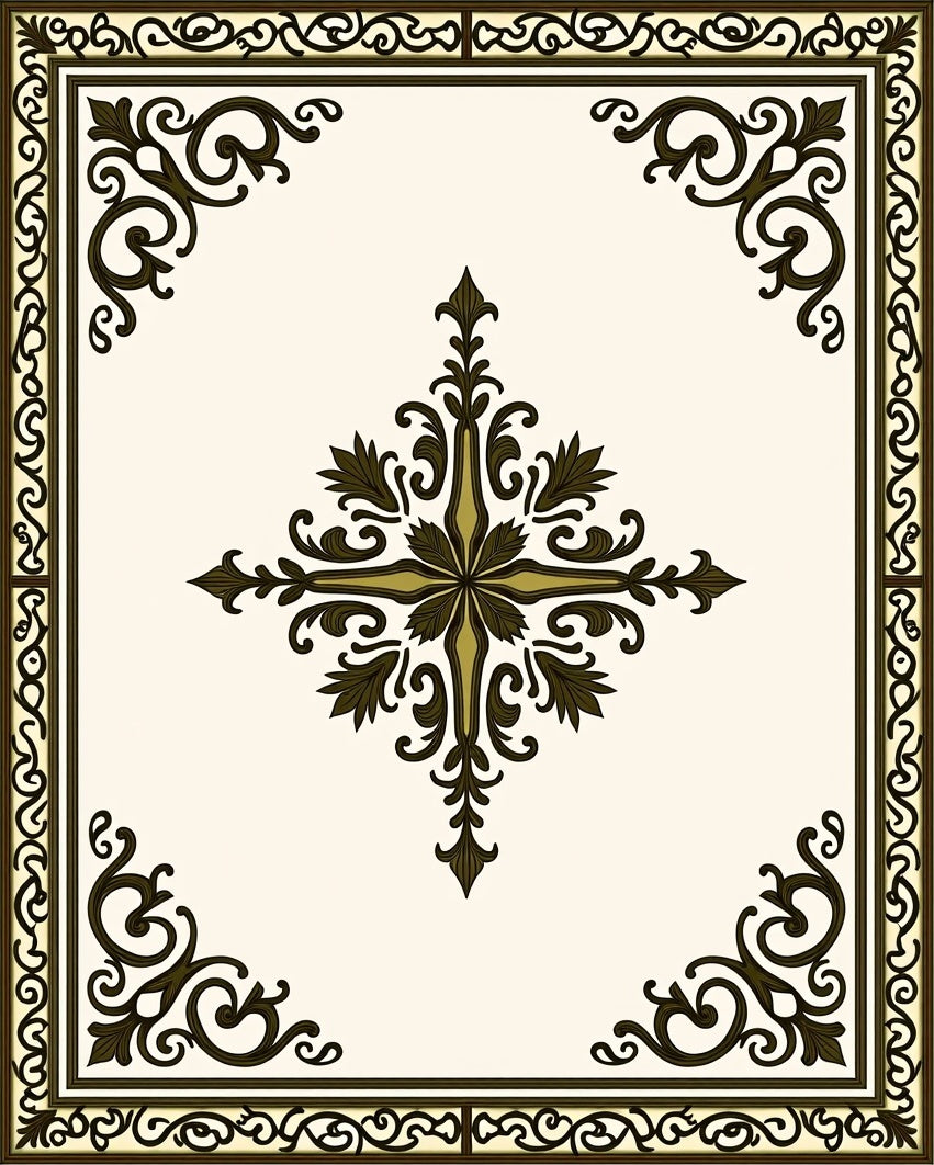 Elegant Scrollwork Ornate Design Rug