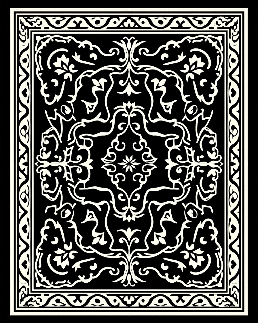 Ornate Scrollwork Delightful Pattern Rug
