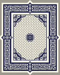 Ornamental Navy Blue Floral Geometric Design Rug