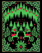 Festive Forest Scene with Reindeer Rug