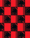 Bold Red Black Checkered Geo Pattern Rug