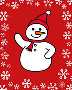 Cute Snowman With Snowflake Border Rug