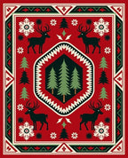 Rustic Woodland Deer Tree Motif Rug