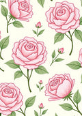 Delicate Pink Rose Botanical Pattern Rug