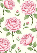 Delicate Pink Rose Botanical Pattern Rug