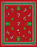 Festive Holiday Candy Cane Gifts Pattern Rug