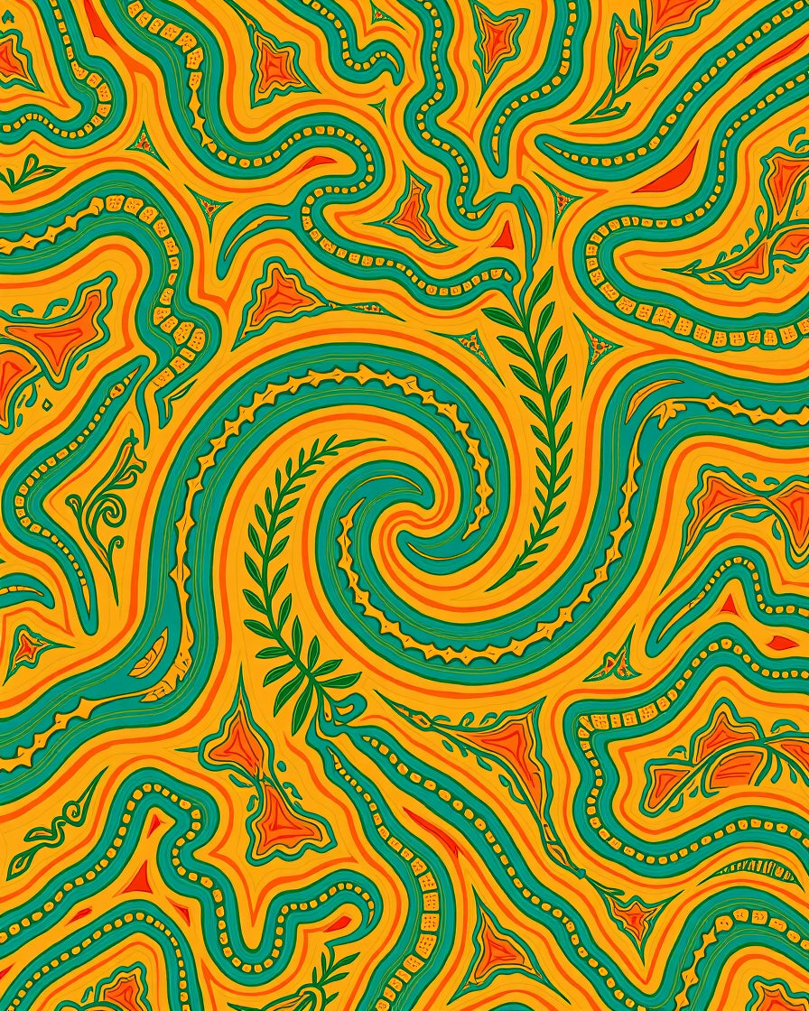 Vibrant Swirls Floral Pattern Design Rug