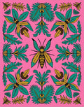 Whimsical Coral Flying Insect Garden Rug