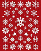 White Snowflakes Patterned Red Rug