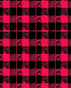 Bold Red Black Plaid Grunge Design Rug