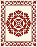 Crimson Mandala Floral Border Design Rug