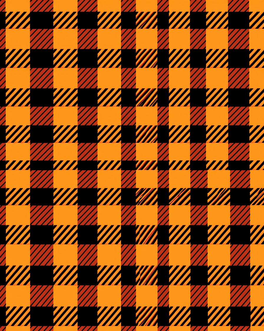 Orange Black Plaid Pattern Rug