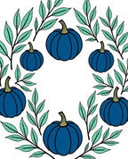 Deep Blue Pumpkin Vine Pattern Rug