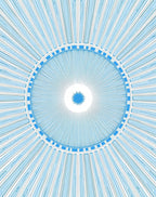 Radiating Blue Geometric Sunburst Pattern Rug