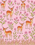 Whimsical Deer and Floral Pattern Rug