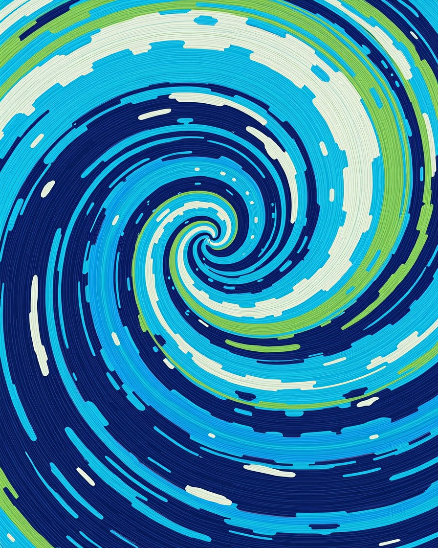 Abstract Swirl Blue Green Pattern Rug