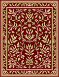 Ornate Cream Golden Floral Vines Rug