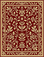 Ornate Cream Golden Floral Vines Rug