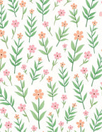 Floral Pattern With Green Stems Rug