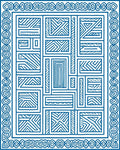 Blue White Geometric Line Art Rug