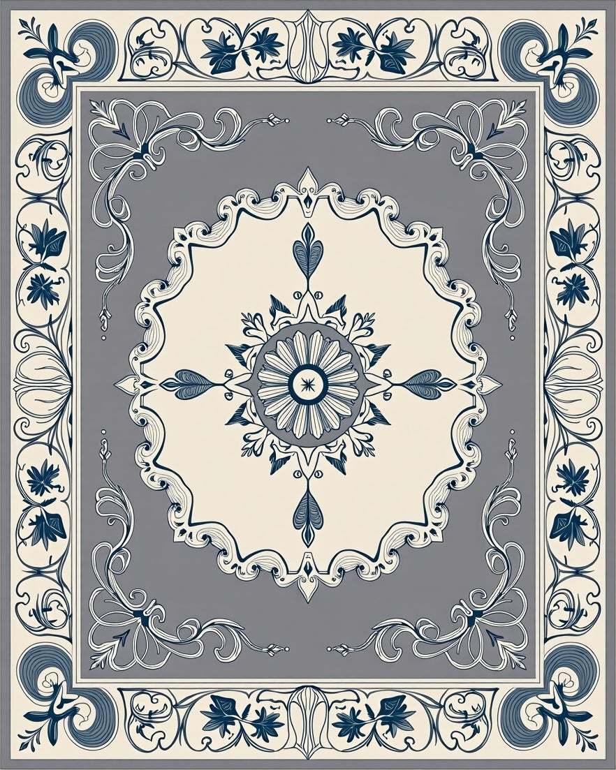 Elegant Floral Scrollwork Rug
