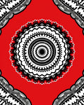 Bold Black White Red Mandala Pattern Rug