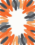 Abstract Burst Orange Gray Pattern Rug