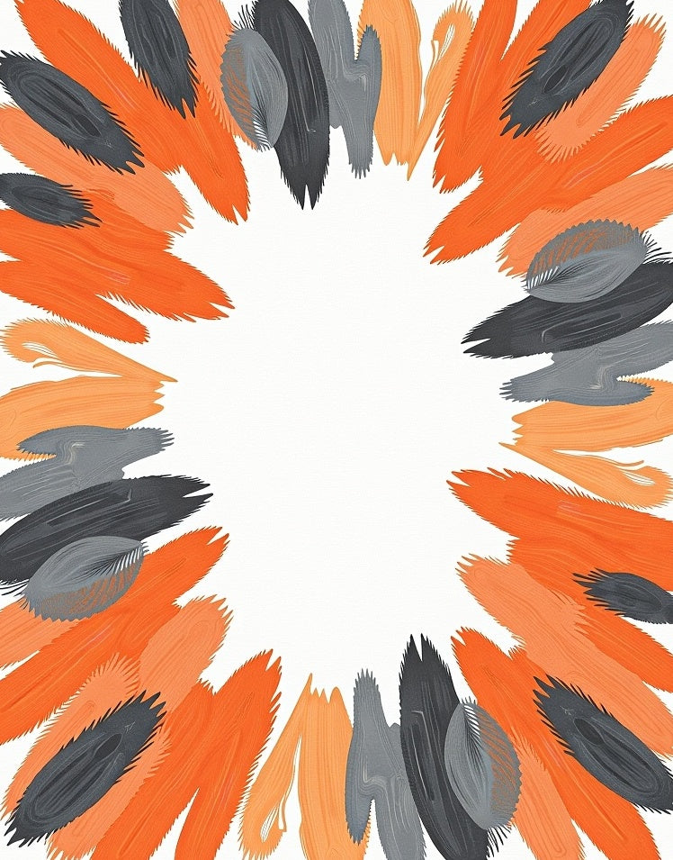 Abstract Burst Orange Gray Pattern Rug
