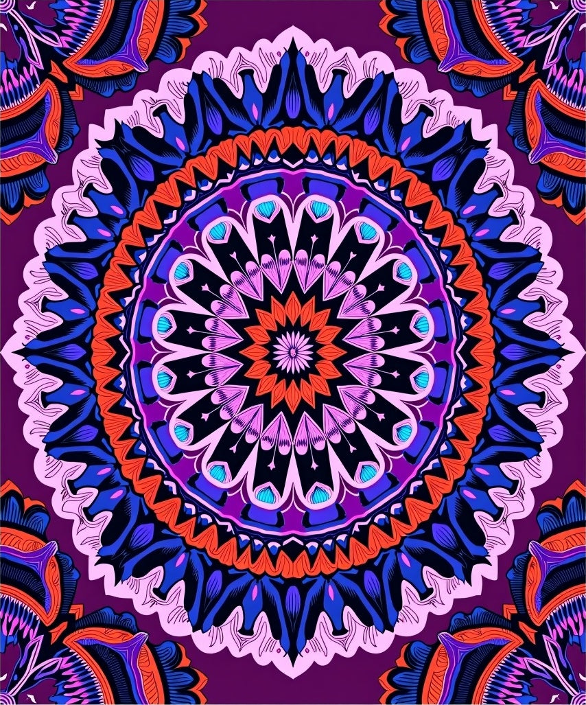 Vibrant Mandala Intricate Floral Pattern Rug