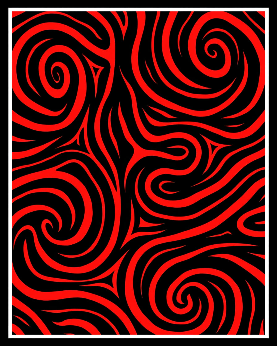 Bold Red Swirl Abstract Pattern Rug