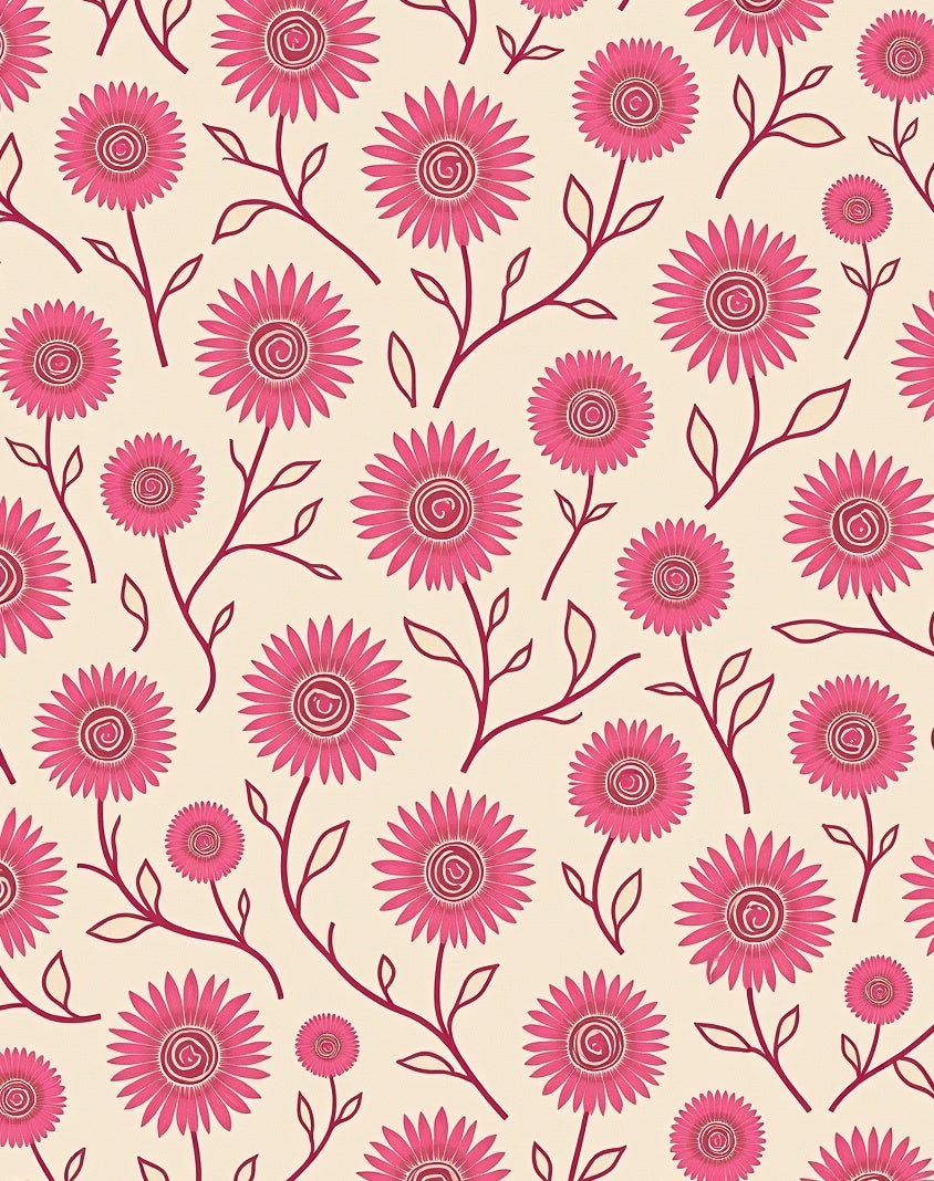 Whimsical Pink Daisy Floral Pattern Rug