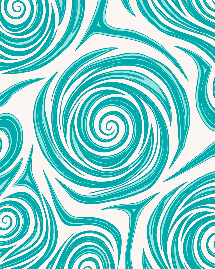 Teal Swirl Wave Pattern Rug