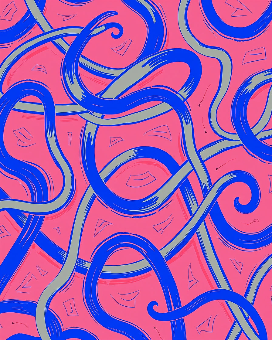 Bold Blue Swirl Abstract Pattern Rug