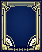 Art Deco Gold Navy Geometric Pattern Rug