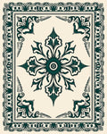 Ornate Teal Floral Mandala Tile Design Rug