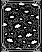 Black White Floral Cloud Pattern Rug