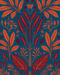 Vibrant Orange Red Floral Pattern Rug