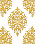 Opulent Golden Floral Damask Pattern Rug