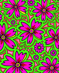 Vibrant Pink Blossom Psychedelic Pattern Rug