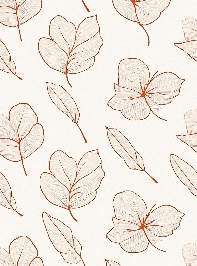 Botanical Line Art Organic Leaves Rug