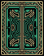 Emerald Gold Labyrinth Symmetry Rug