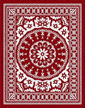 Classic Red White Intricate Medallion Design Rug
