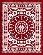 Classic Red White Intricate Medallion Design Rug