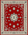 Red Floral Scrollwork Intricate Design Rug