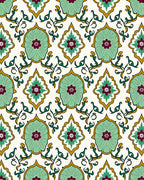Mint Green Floral Paisley Pattern Rug