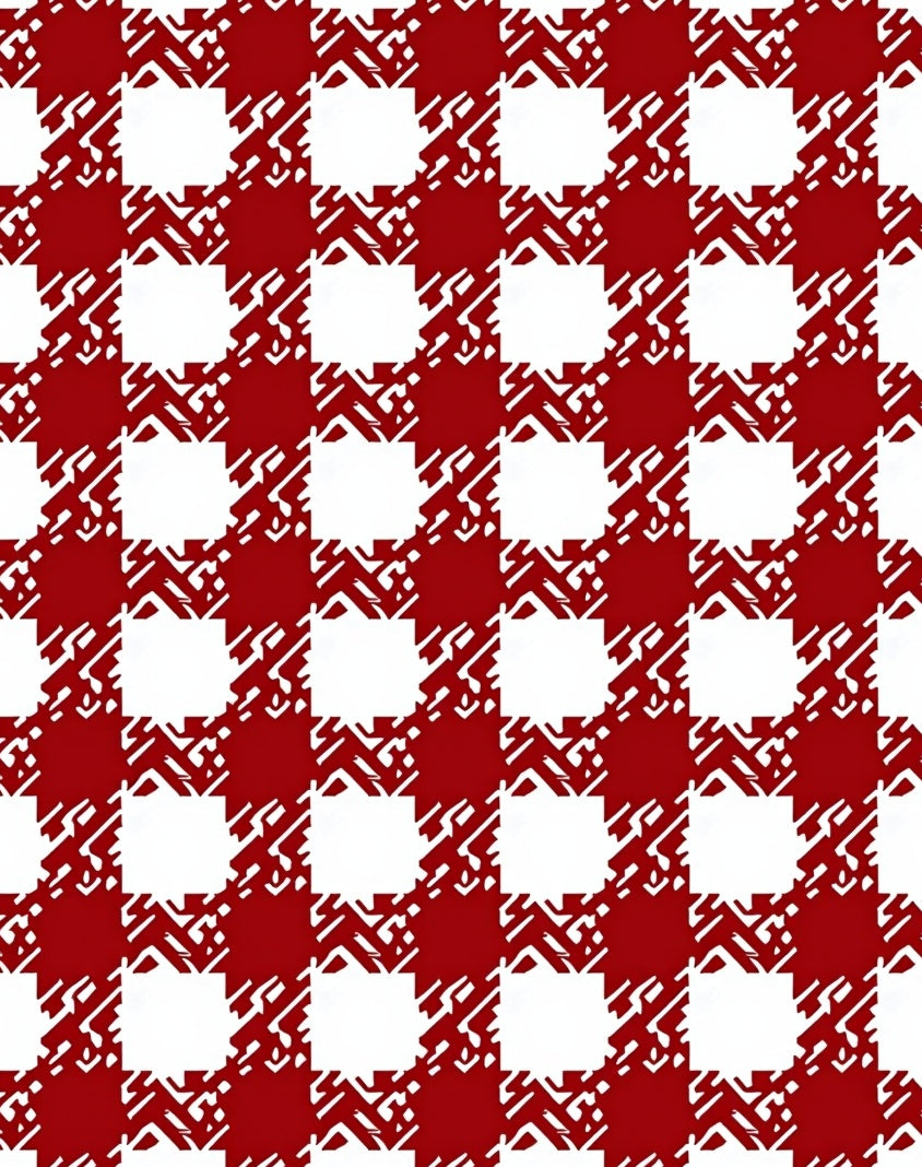 Red White Textured Plaid Design Rug