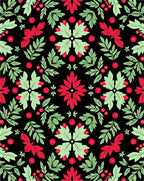 Red Green Leaf Berry Medallion Rug